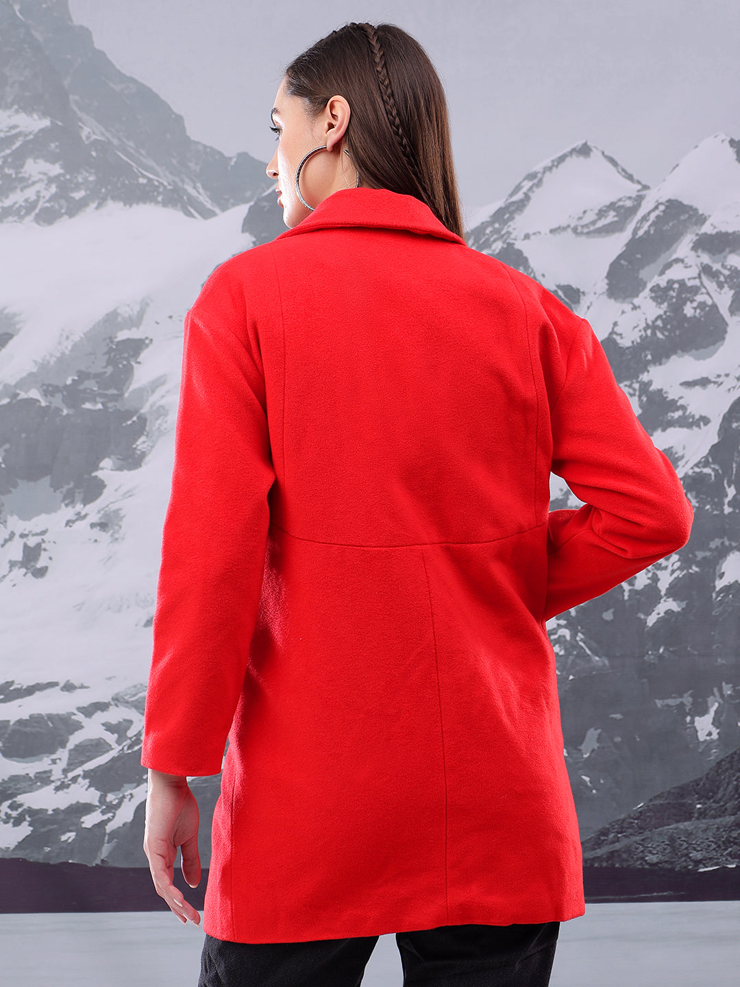 KOTTY Printed Single Breasted Casual Women Blazer (Red)