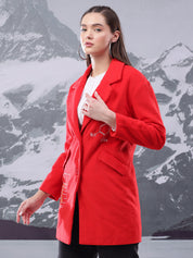 KOTTY Printed Single Breasted Casual Women Blazer (Red)