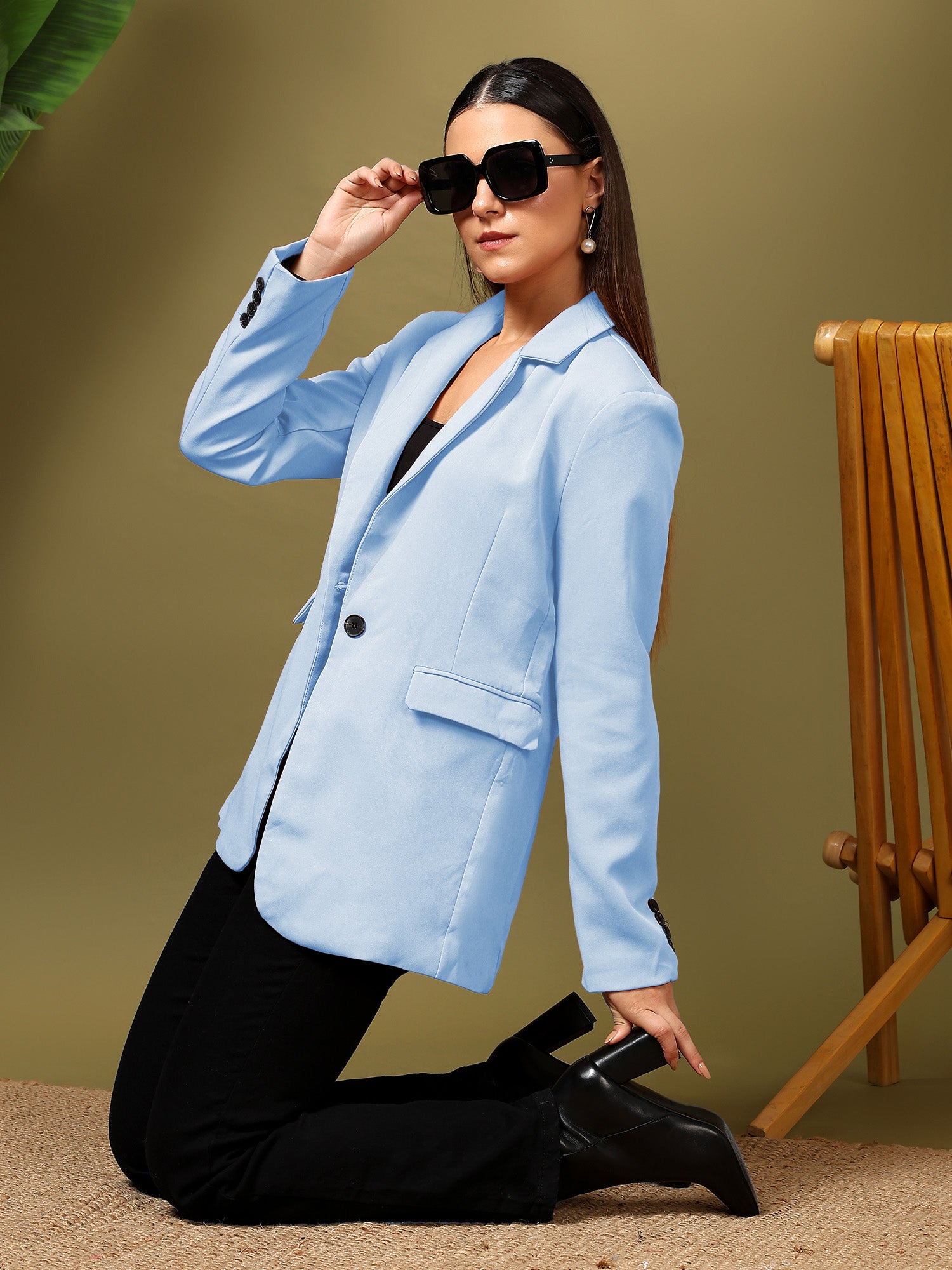 KOTTY Cotton Blend Solid Coat 
