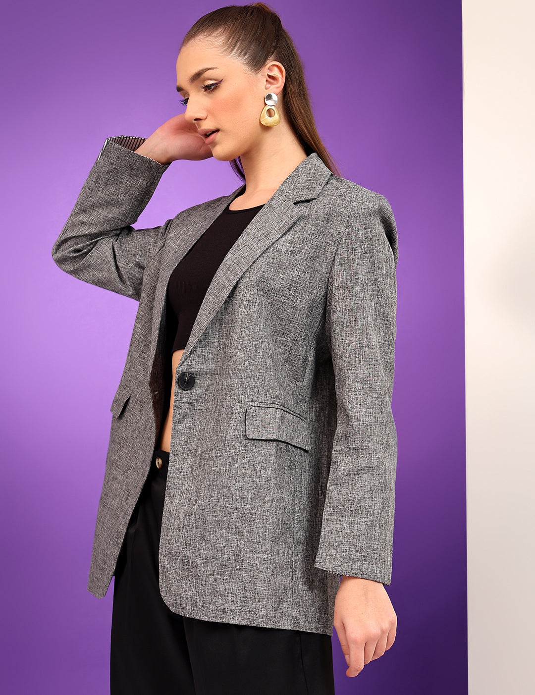 KOTTY Cotton Blend Solid Coat 