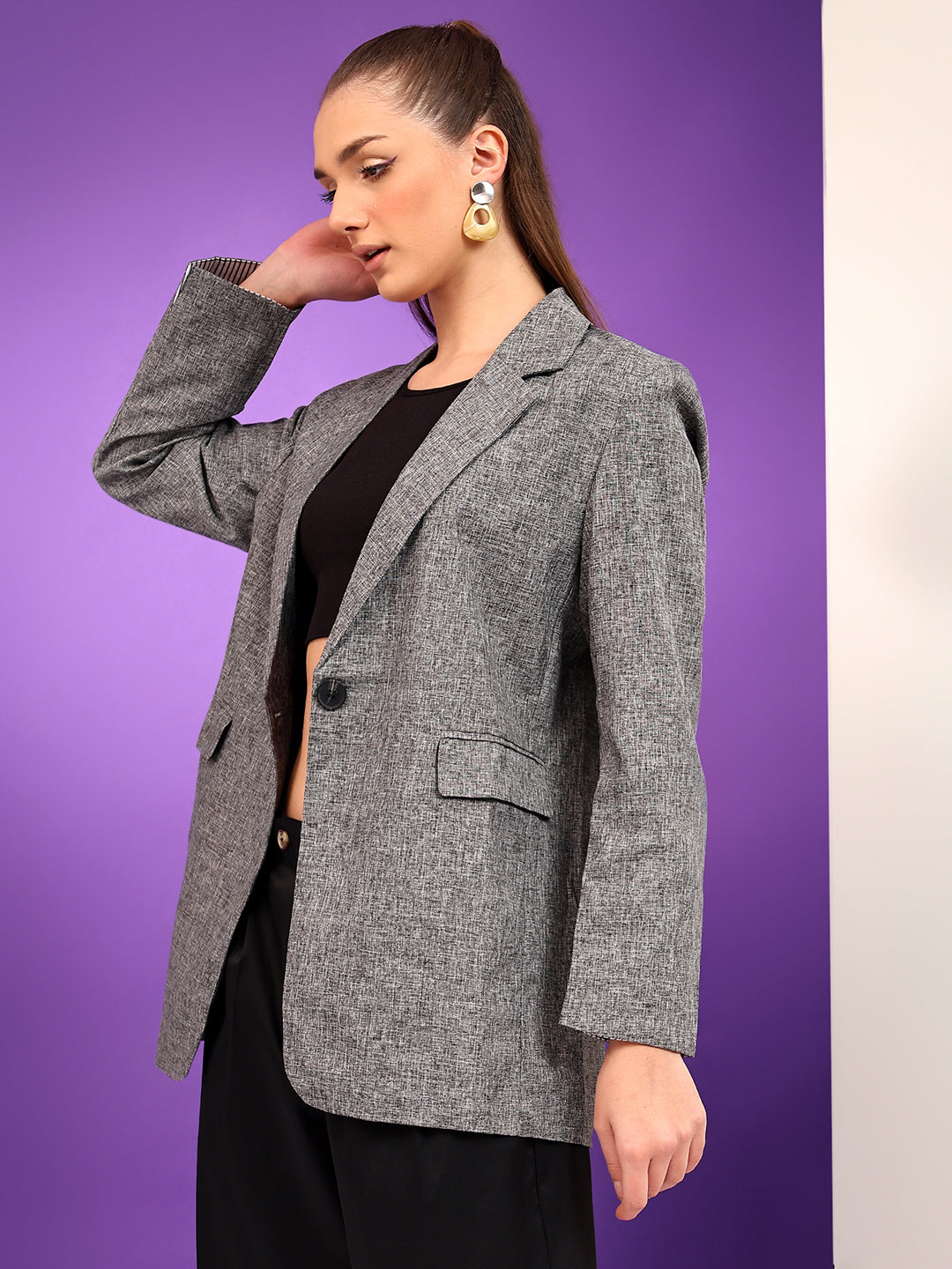 KOTTY Cotton Blend Solid Coat 