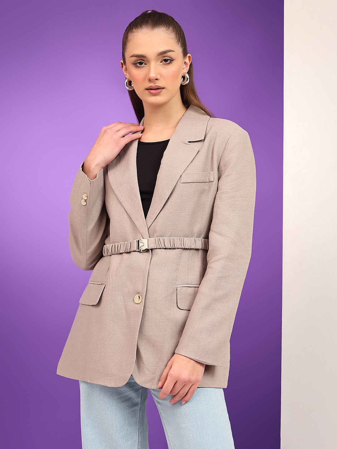 KOTTY Cotton Blend Solid Coat 