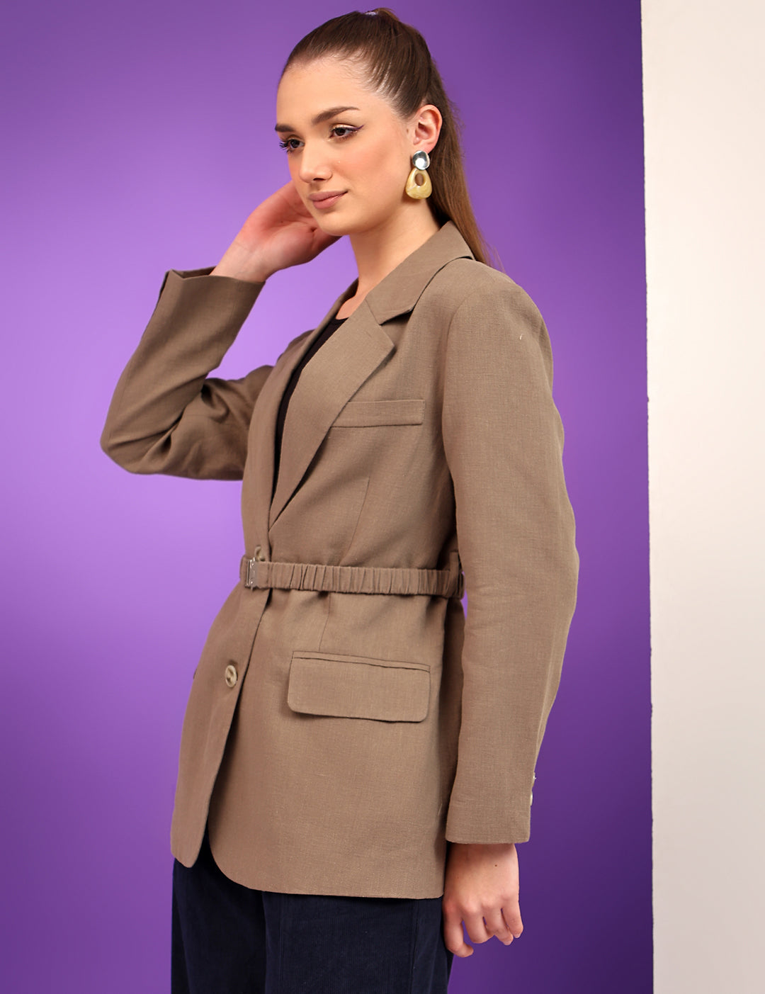 KOTTY Cotton Blend Solid Coat 