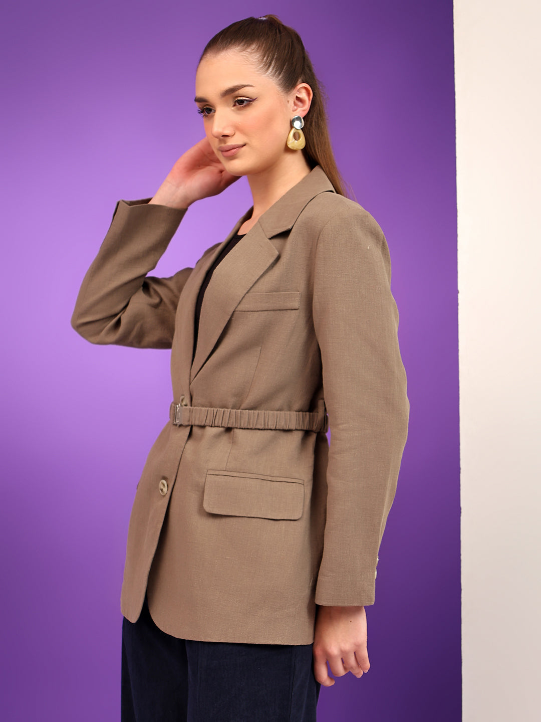 KOTTY Cotton Blend Solid Coat 