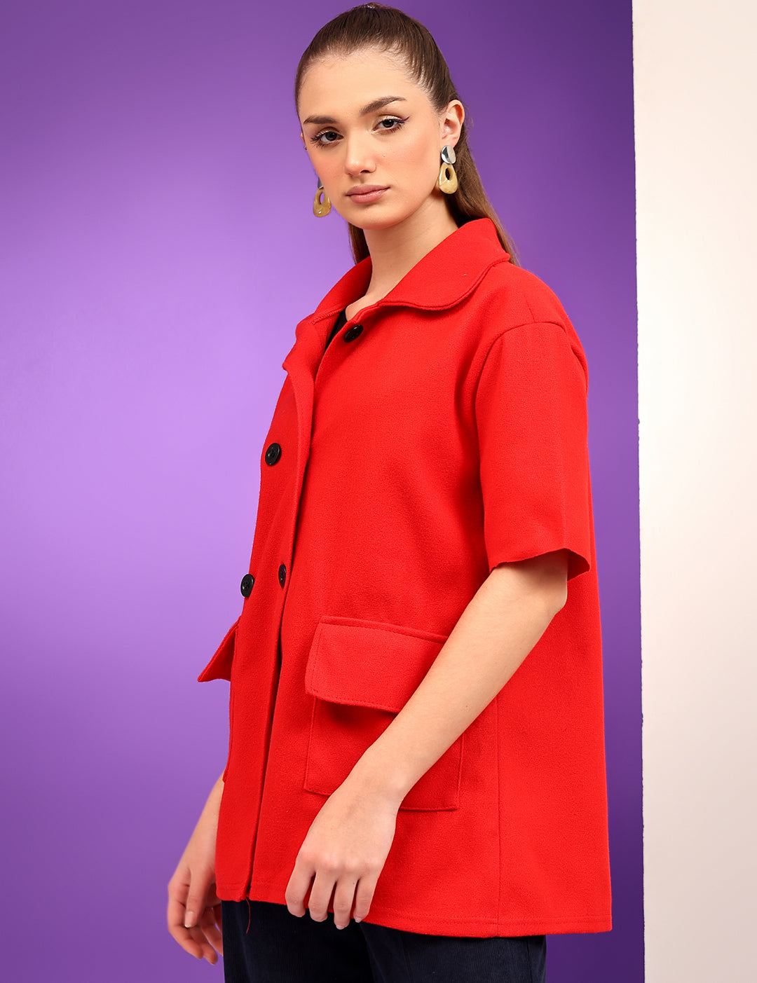 KOTTY Cotton Blend Solid Coat 