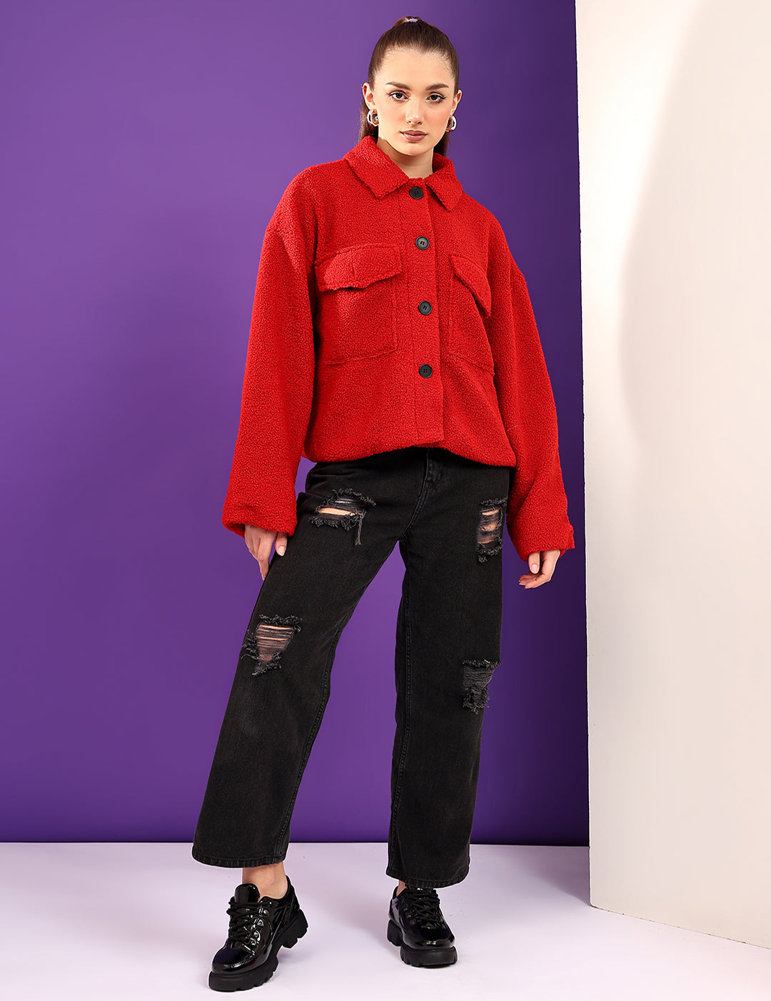 KOTTY Cotton Blend Solid Coat 