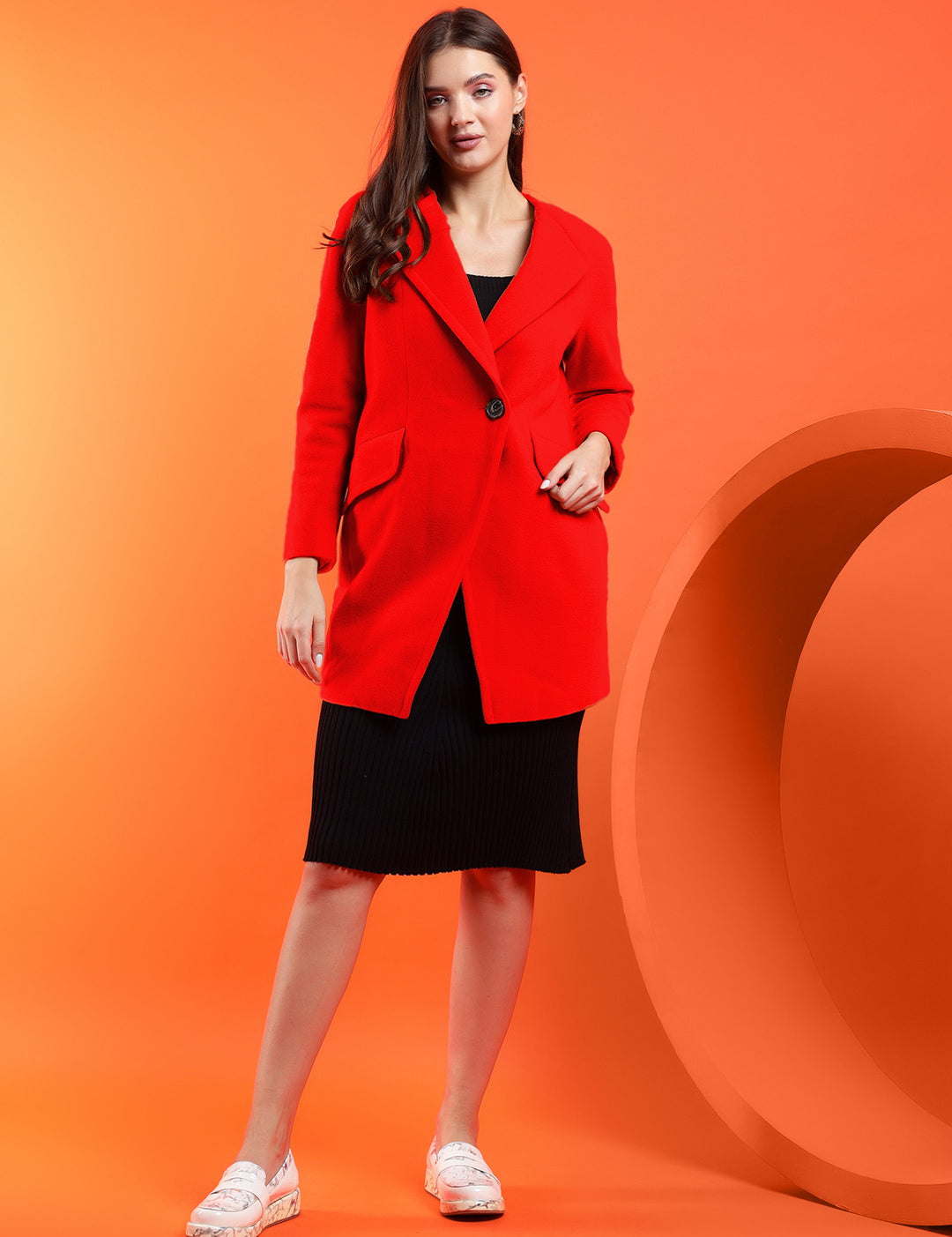 KOTTY Cotton Blend Solid Coat 