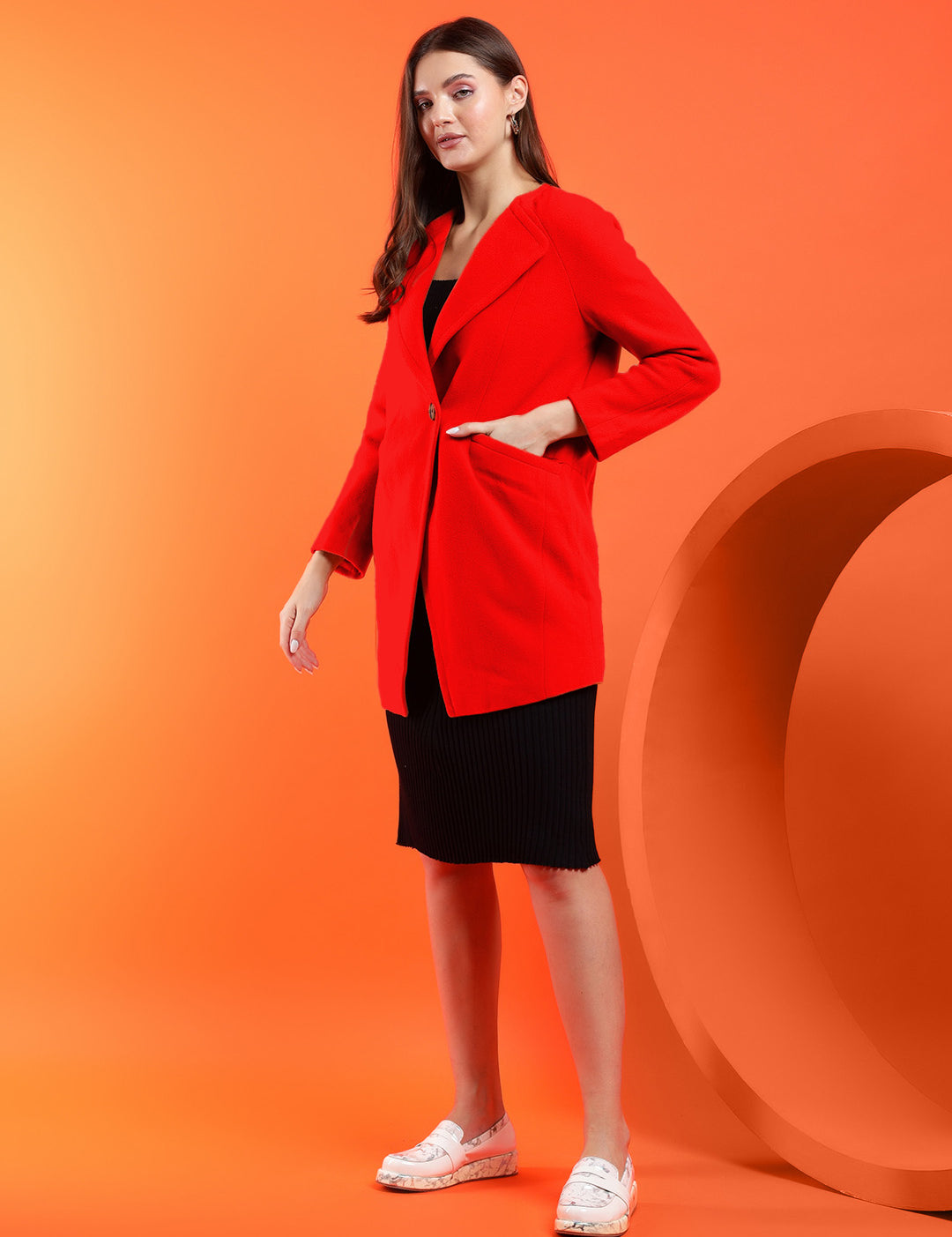 KOTTY Cotton Blend Solid Coat 