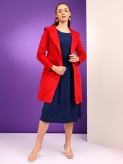 KOTTY Women's Hooded Neck Solid Long Length Wool Coat