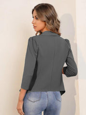 KOTTY Solid Single Breasted Formal Women Blazer (Grey)