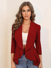 KOTTY Solid Single Breasted Formal Women Blazer (Maroon)