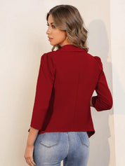 KOTTY Solid Single Breasted Formal Women Blazer (Maroon)