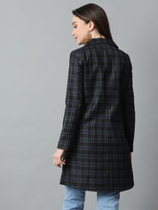 KOTTY Checkered Single Breasted Casual Women Blazer (Black)