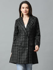 KOTTY Checkered Single Breasted Casual Women Blazer (Multicolor)