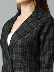 KOTTY Checkered Single Breasted Casual Women Blazer (Multicolor)
