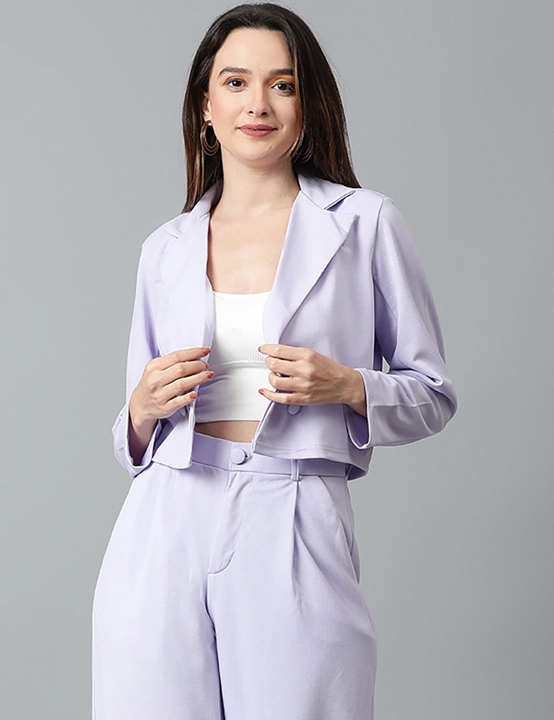 KOTTY Women's Solid Single Breasted Casual Blazer Light Purple