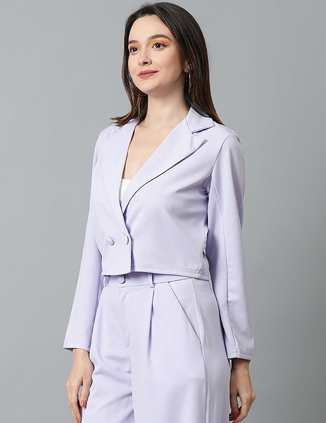 KOTTY Women's Solid Single Breasted Casual Blazer Light Purple