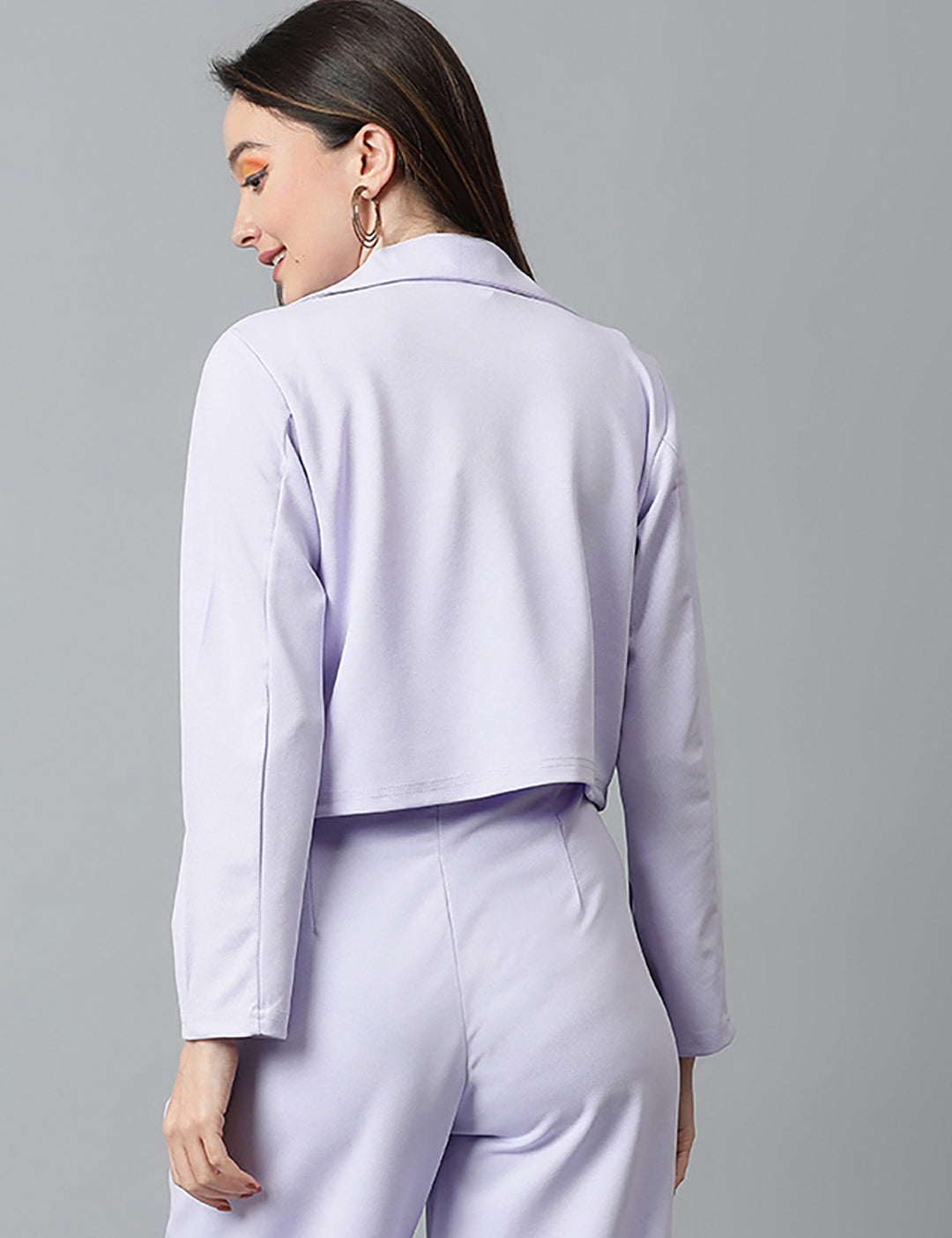 KOTTY Women's Solid Single Breasted Casual Blazer Light Purple