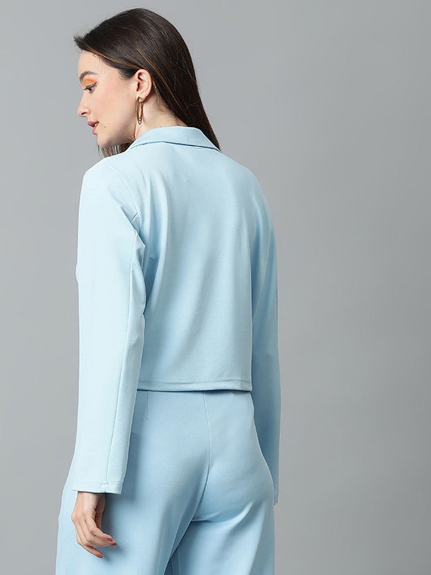 KOTTY Women's Solid Single Breasted Casual Blazer Sky Blue