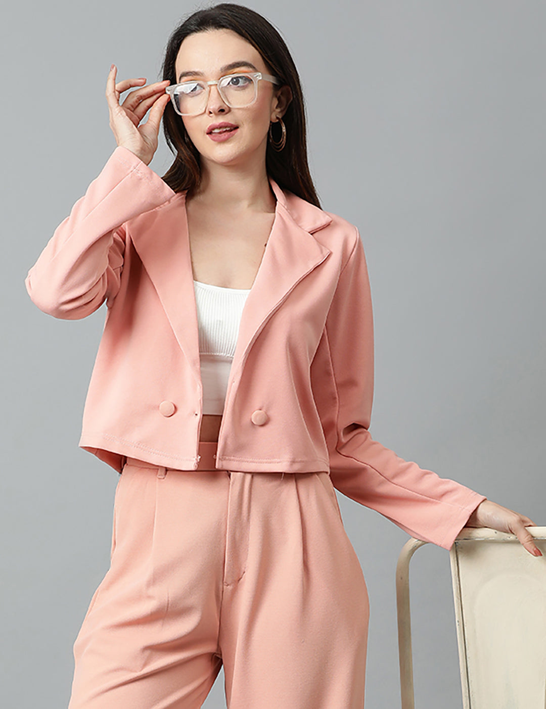 KOTTY Women's Solid Single Breasted Casual Blazer