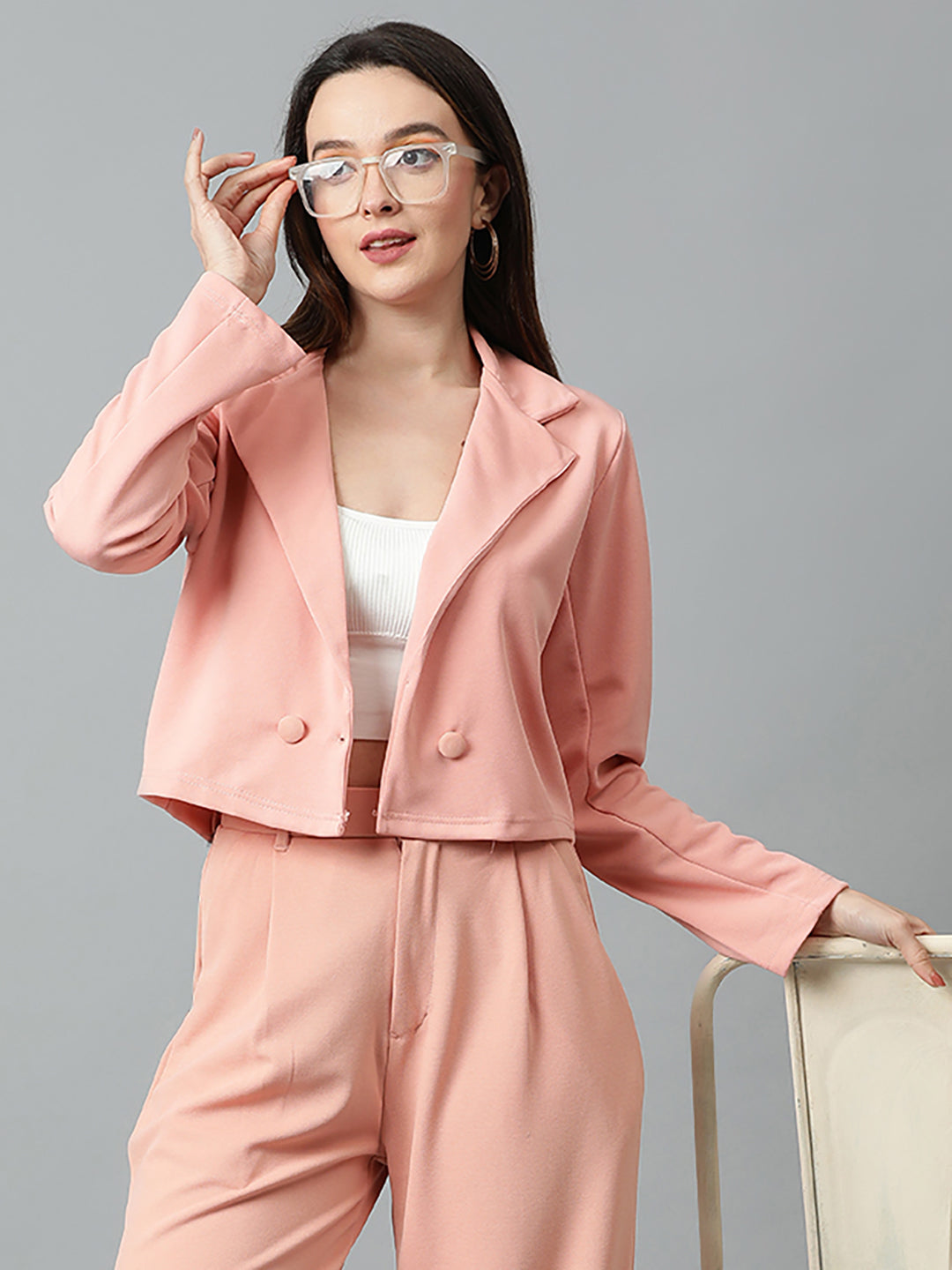 KOTTY Women's Solid Single Breasted Casual Blazer