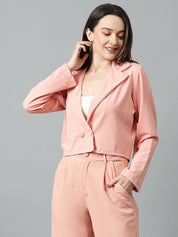KOTTY Women's Solid Single Breasted Casual Blazer