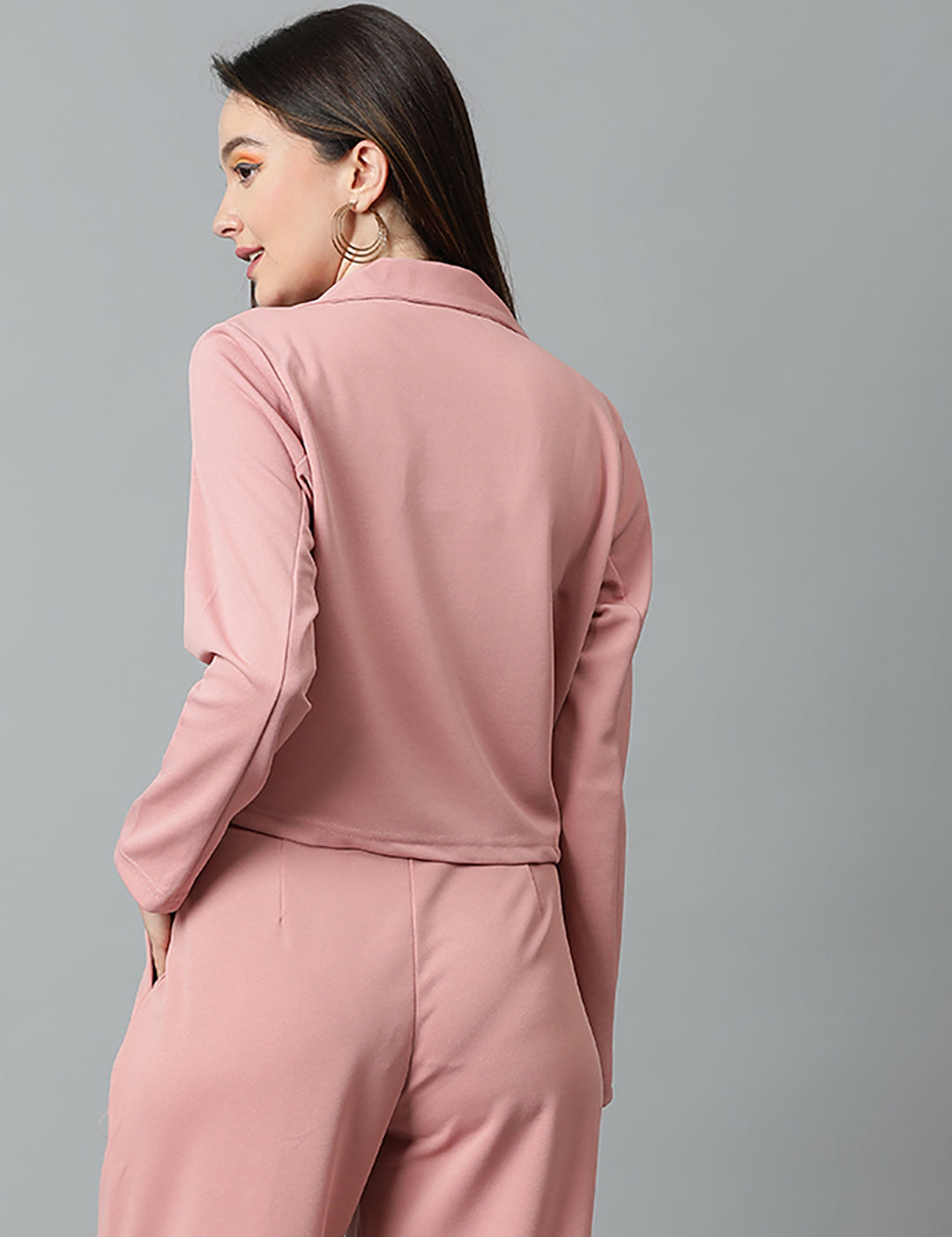 KOTTY Women's Solid Single Breasted Casual Blazer Light Pink