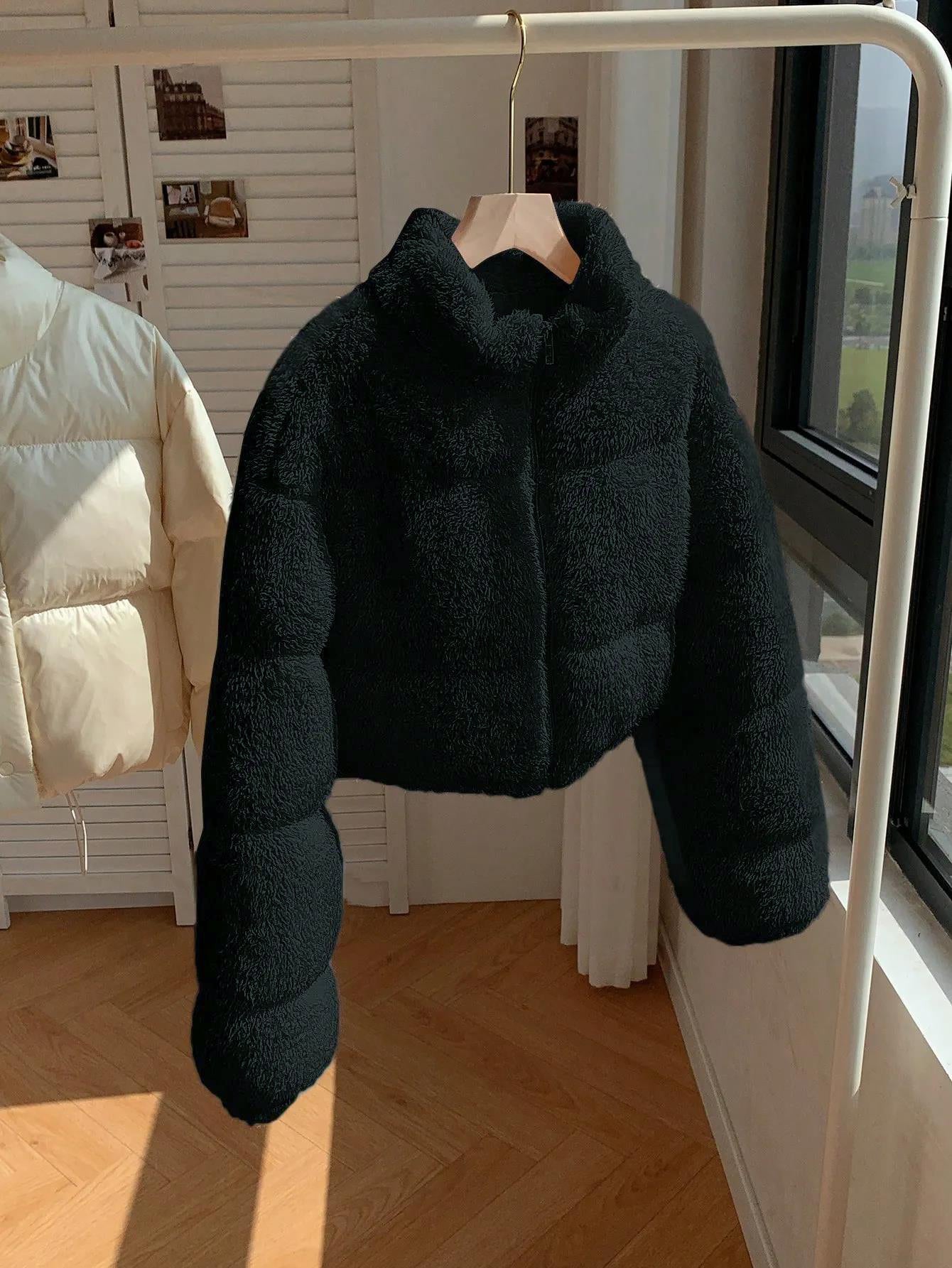 KOTTY Women's Black Teddy Fleece Jacket