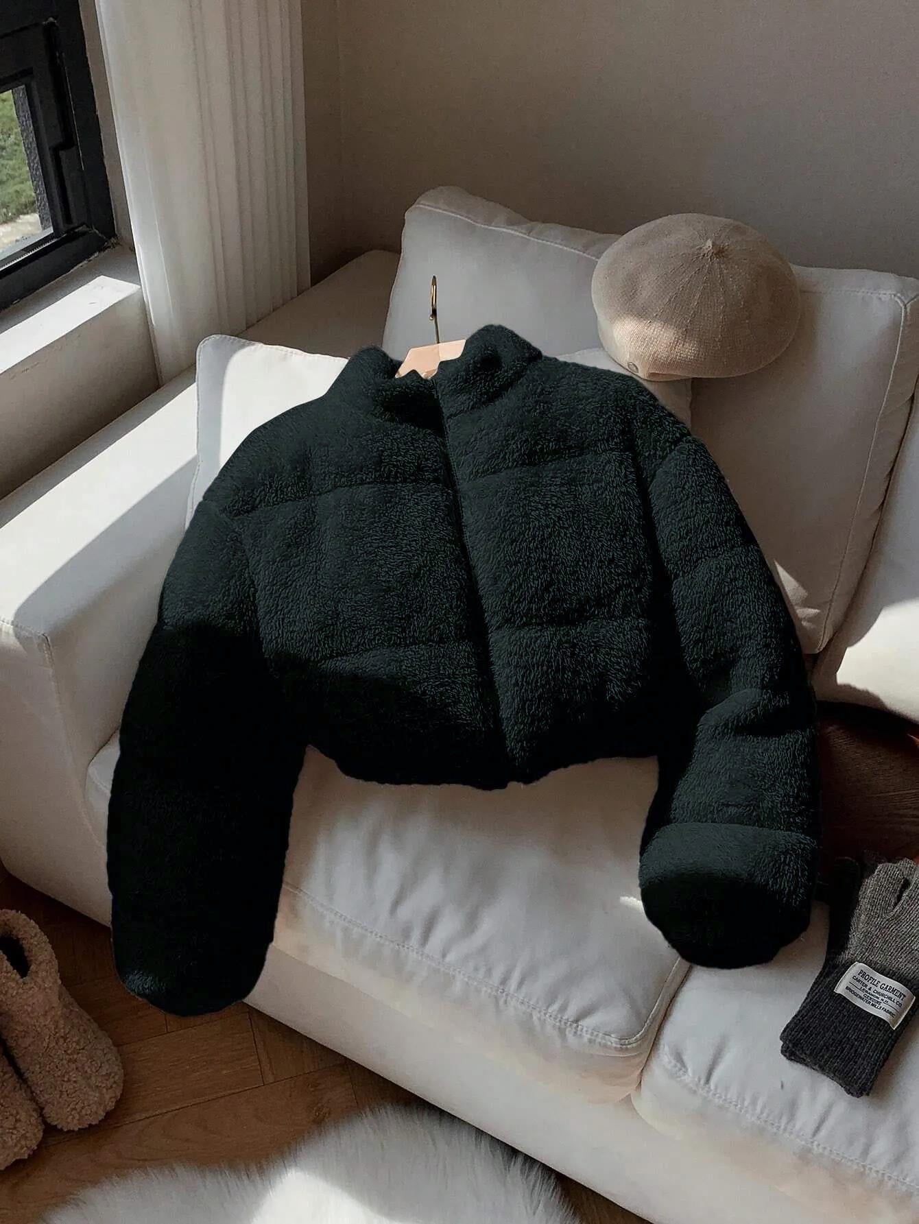 KOTTY Women's Black Teddy Fleece Jacket