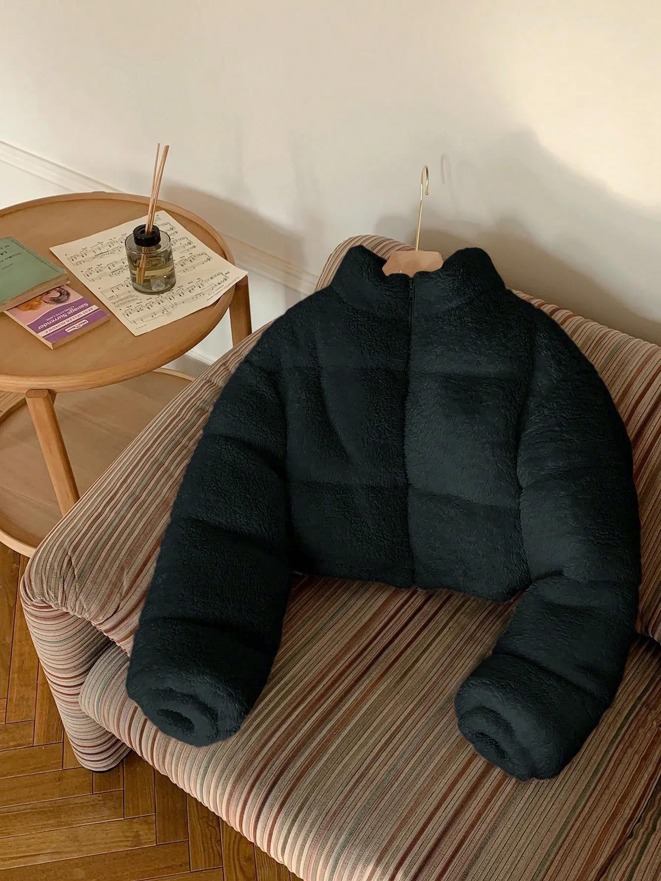 KOTTY Women's Black Teddy Fleece Jacket