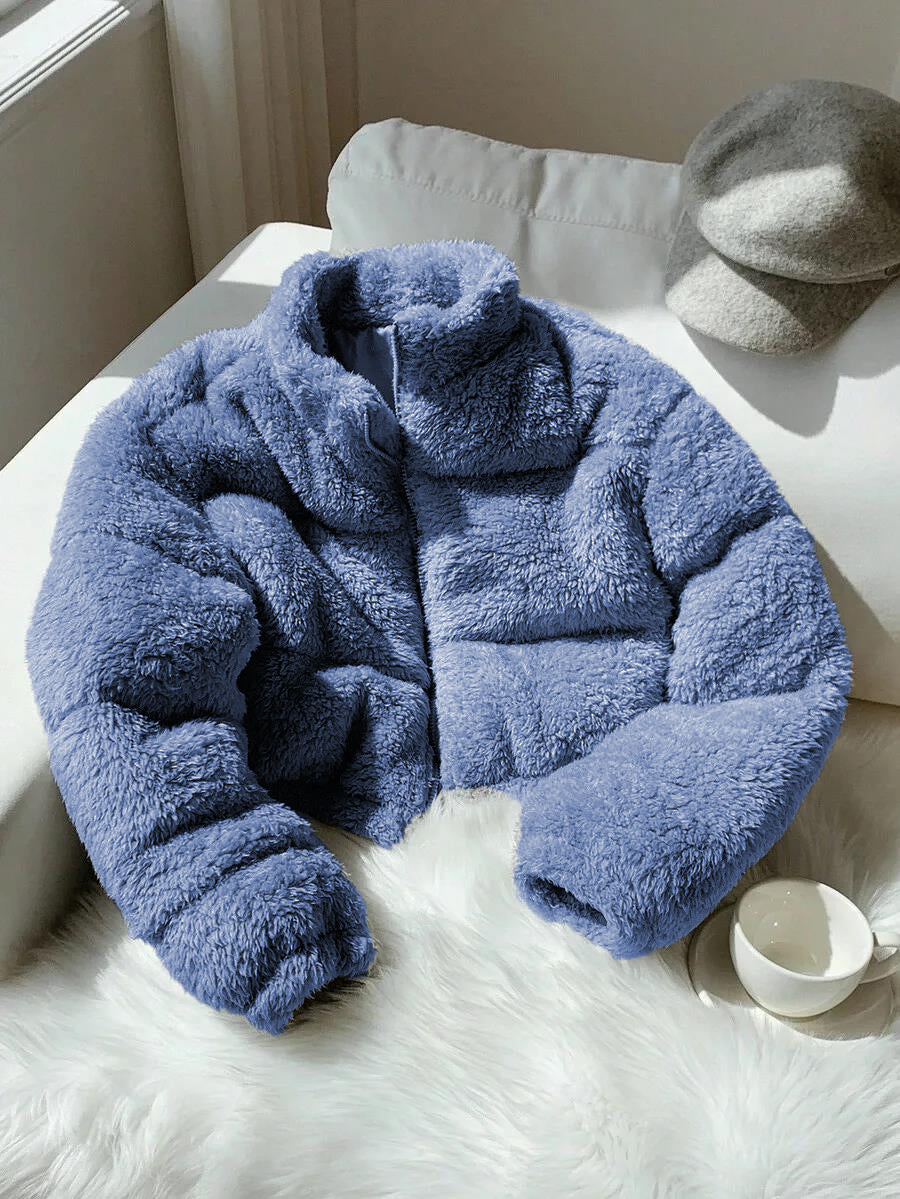 Women's Blue Teddy Fleece Jacket