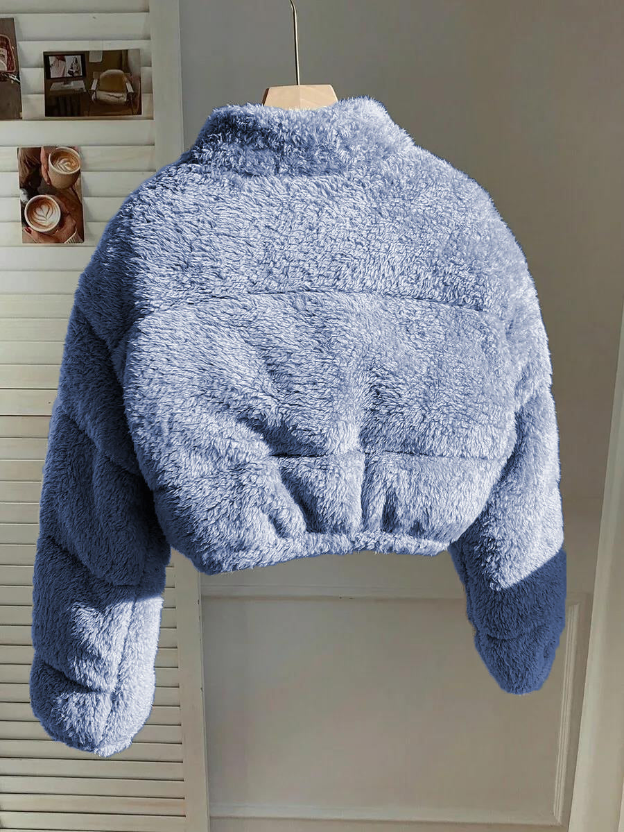 Women's Blue Teddy Fleece Jacket