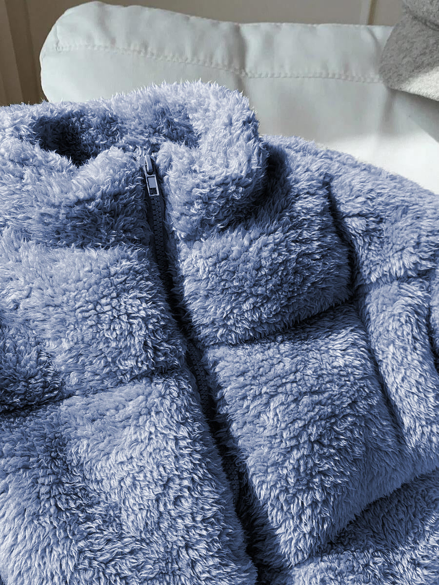 Women's Blue Teddy Fleece Jacket