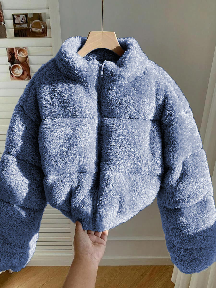 Women's Blue Teddy Fleece Jacket
