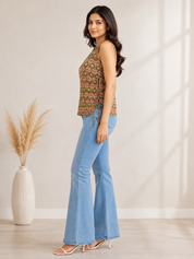 KOTTY Desert Block Print Sleeveless Cotton Kurti Top