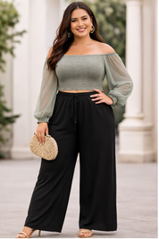 Women's High-Waist Black Wide-Leg Trousers