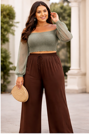 Women's High-Waist Brown Wide-Leg Trousers