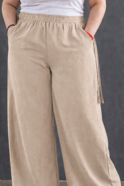 Women's High-Waist Cream Wide-Leg Trousers