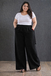 Women's High-Waist Z-Black Wide-Leg Trousers