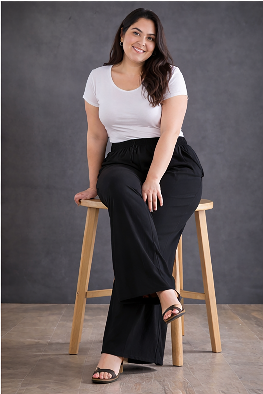 Women's High-Waist Z-Black Wide-Leg Trousers
