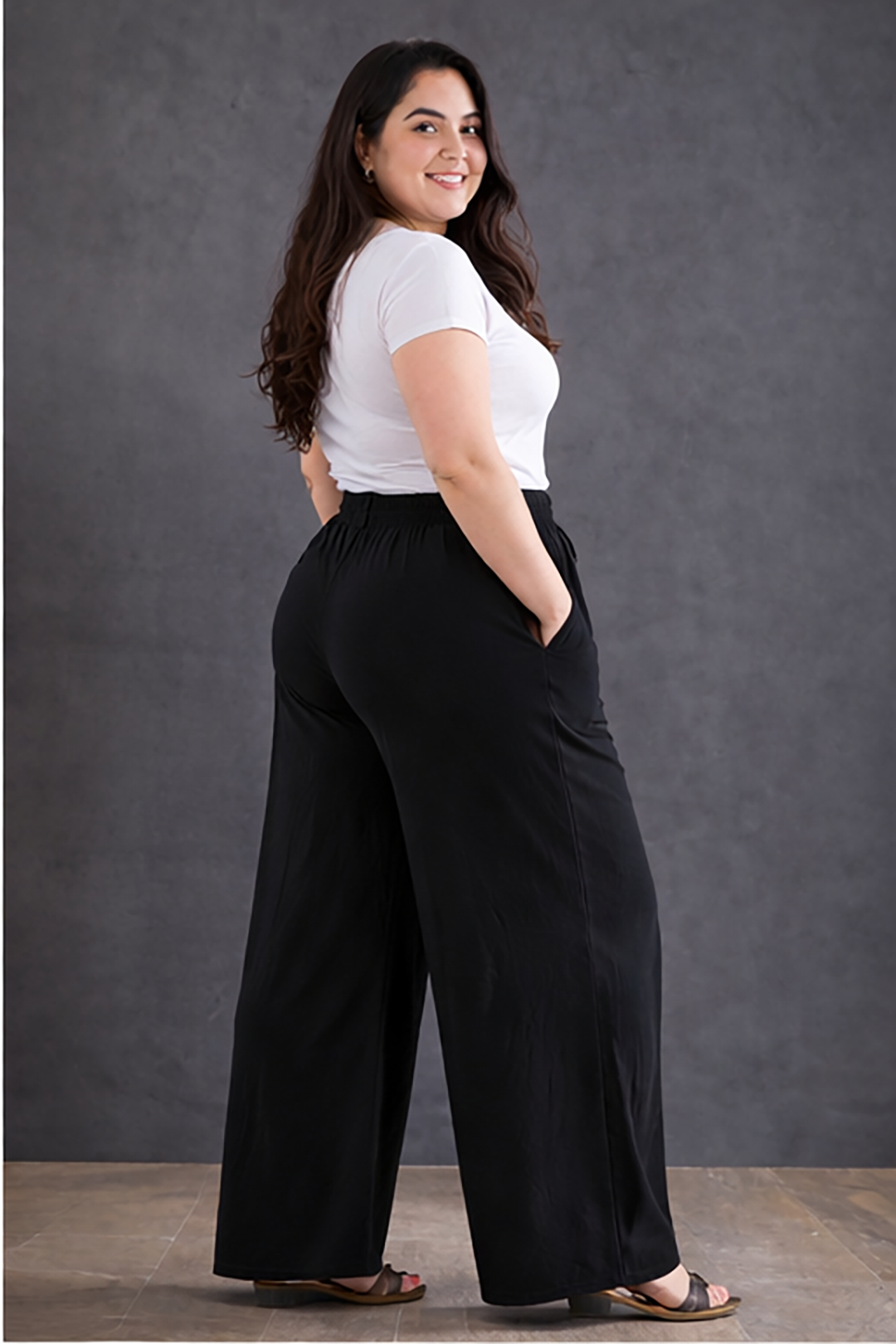 Women's High-Waist Z-Black Wide-Leg Trousers