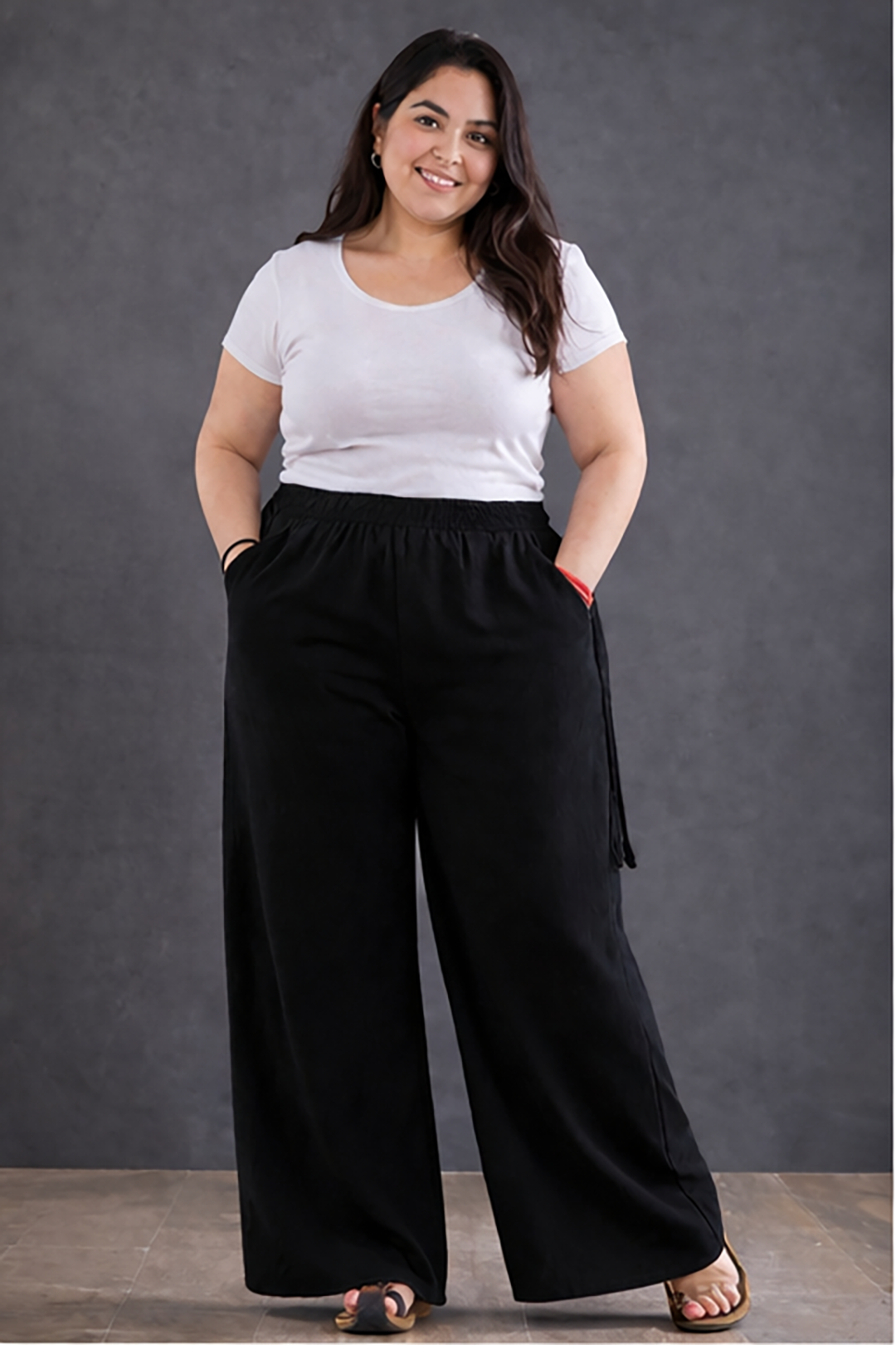Women's High-Waist Z-Black Wide-Leg Trousers