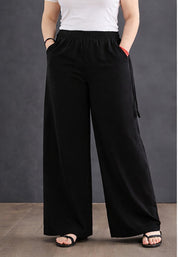 Women's High-Waist Classic Black Wide-Leg Trousers