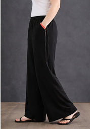Women's High-Waist Classic Black Wide-Leg Trousers
