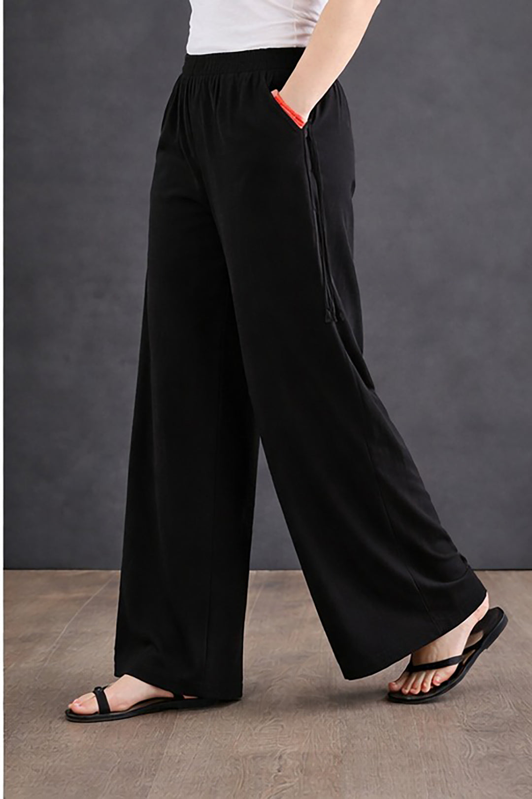 Women's High-Waist Classic Black Wide-Leg Trousers