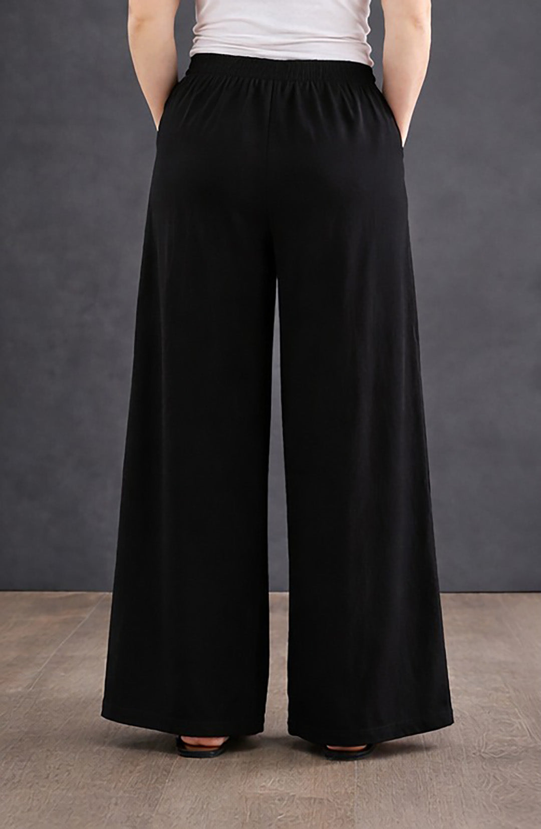 Women's High-Waist Classic Black Wide-Leg Trousers