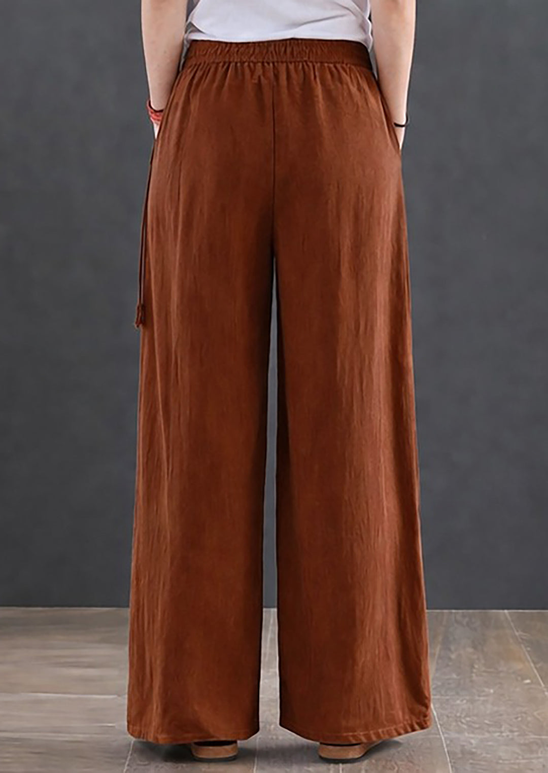Women's High-Waist Dark Orange Wide-Leg Trousers