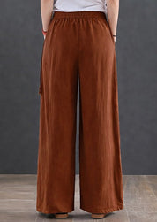 Women's High-Waist Dark Orange Wide-Leg Trousers