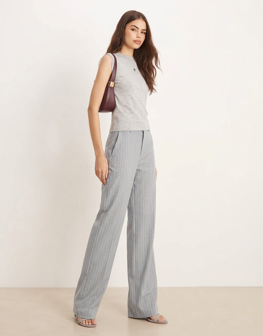 High-Waist Grey Loose-fit Denim Jeans Women