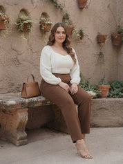 Brown Relaxed Fit High-Rise Trousers for Women | Kotty